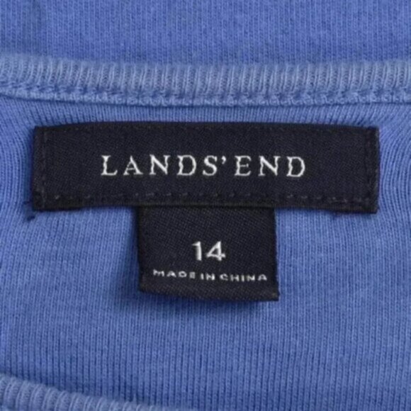 Land's End Long Sleeve Midi Dress Floral Embroidered Blue Size 14 - Picture 6 of 9